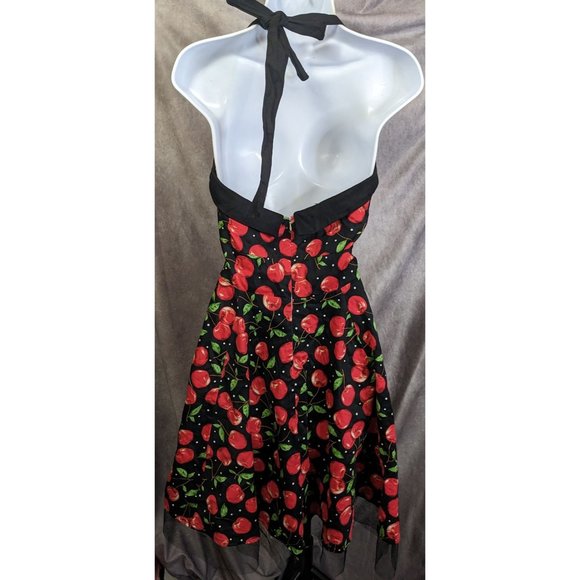 Jolie Moi Cherry Pinup Rockabilly Halter Dress - Picture 11 of 13